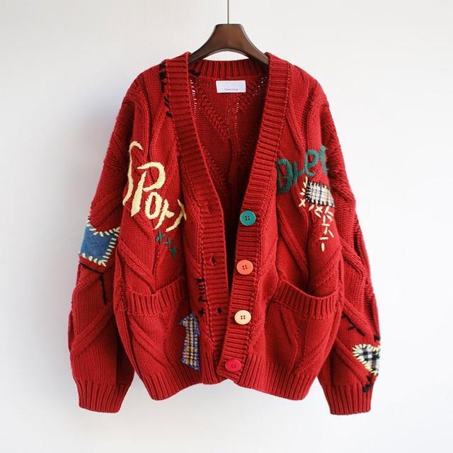 CozyArt Embroidered Knit Cardigan