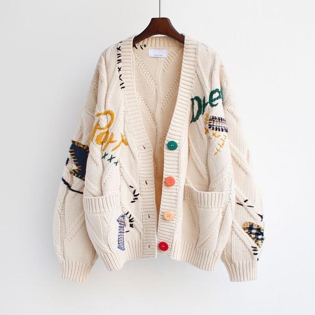 CozyArt Embroidered Knit Cardigan