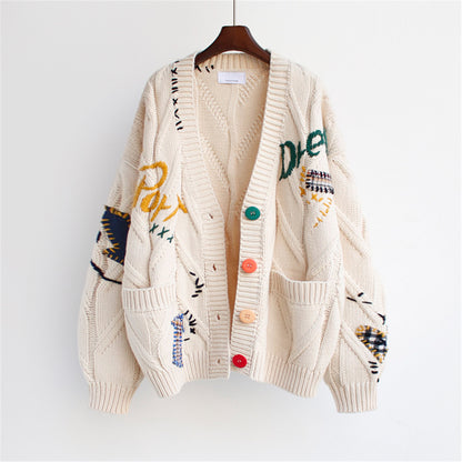 CozyArt Embroidered Knit Cardigan