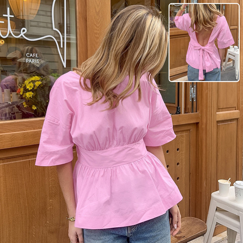 V-Neck Pleated Blouse