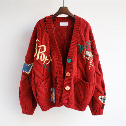 CozyArt Embroidered Knit Cardigan