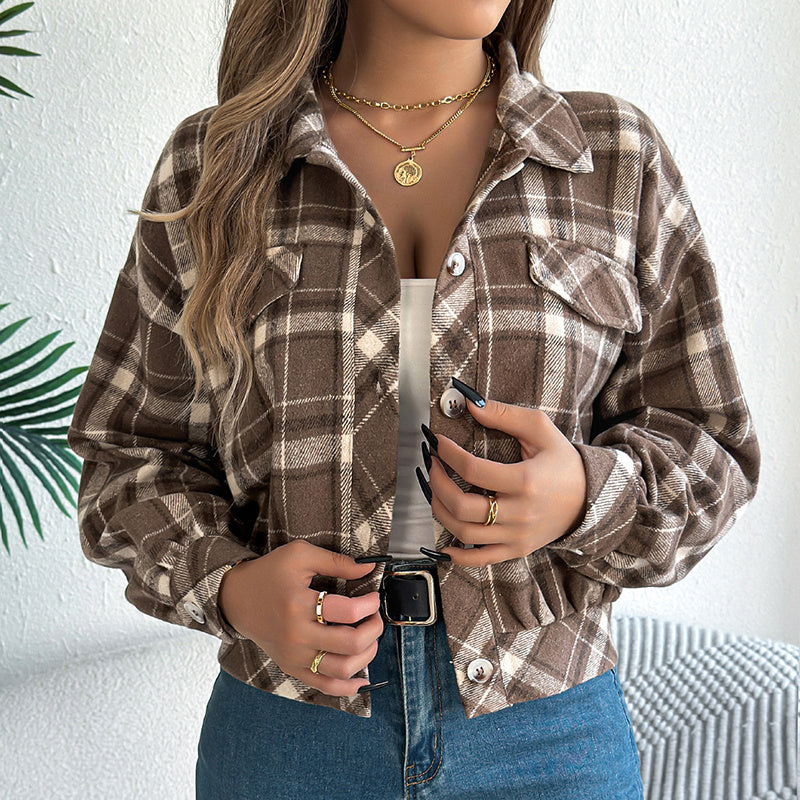 Womens Button Down Shirts Jacket Long Sleeve Plaid Shackets Business Casual Blouse Top