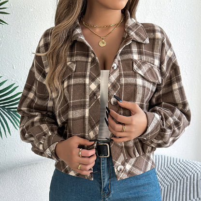 Womens Button Down Shirts Jacket Long Sleeve Plaid Shackets Business Casual Blouse Top