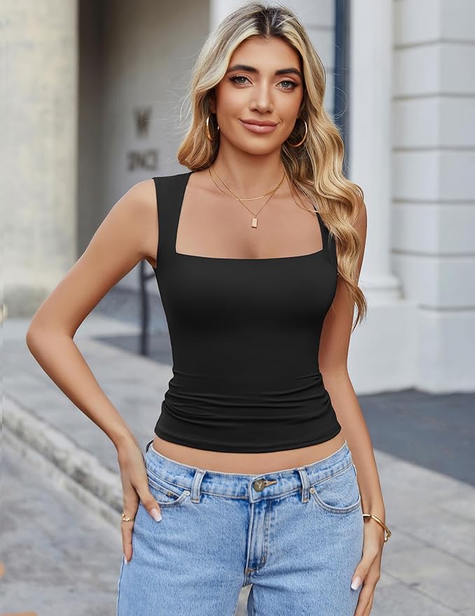 Sleek Square Neck Tank Top