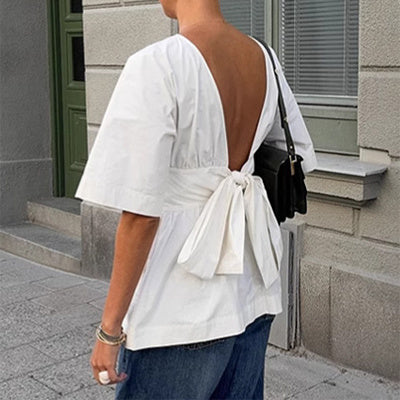 V-Neck Pleated Blouse