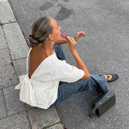 V-Neck Pleated Blouse