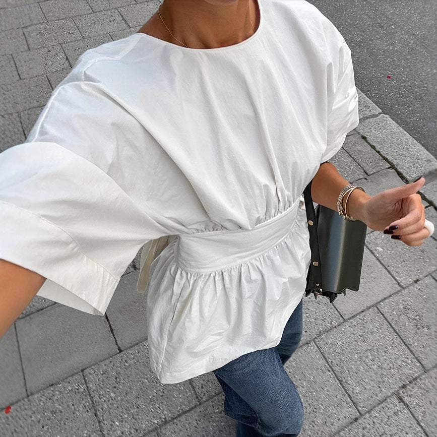 V-Neck Pleated Blouse
