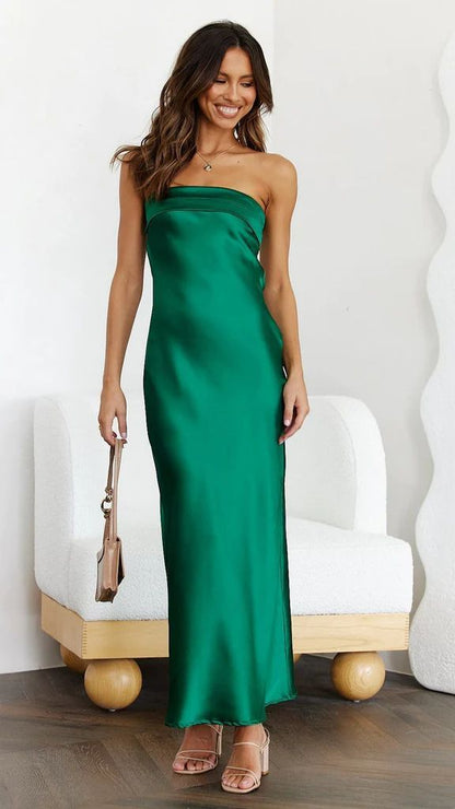 Satin Backless Maxi Dress
